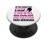 Accro À Mon Cheval Humour Équitation Cadeau Cavalière Femme PopSockets PopGrip Adhésif