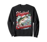 Accroché à Noël, pêche, Vacances, Amusant, Noël, Amateur de Poissons Sweatshirt