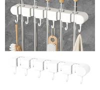 Accroche Balai Mural, 5 Supports 6 Crochets Porte Balais Mural, Support Balais Mural Attache, Rangement Accroche Balai Porte Balais Mural Sans Percage, Crochet Garage Organisation Balai Cuisine