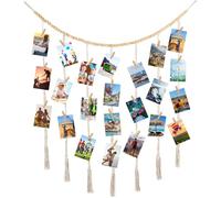 Accroche Photo Mural Avec 45 Pince, 120×90 Cm Cadre Photo Pele Mele Porte Mural Support En Bois Cadre, Démontage Répétable Présentoir Photo À Suspendre, Installation Facile, pour Photos, Décorations