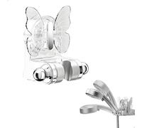 Accroche Pommeau de Douche, Fixation Pommeau de Douche Adhésive, Porte Réglable, Support Douchette 70° pour Carrelage Lisse, 9,9x7,6x10 cm