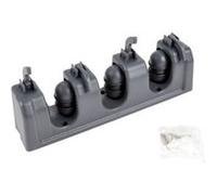 Accroche pour 3 balais + 4 crochets - Anthracite - L 27 x H 6 cm