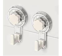 Accroche Serviette Salle de Bain, Crochet Ventouse Extra Puissantes Réutilisables pour Salle de Bain,(Clear+White, 11.2*6.2*4.3cm*2)