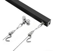 accroche tableau Kit d’accrochage de tableau de galerie pour plafond, rail de suspension discret 60in 40in, multipack de crochets pour rails d’art(Black 60" Rail,3.3'/1m Cord)