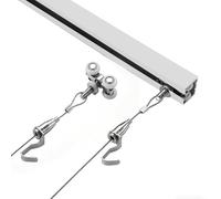 accroche tableau Kit d’accrochage de tableau de galerie pour plafond, rail de suspension discret 60in 40in, multipack de crochets pour rails d’art(White 60" Rail,9.8'/3m Cord)