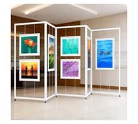 accroche tableau Rack d’accrochage de galerie pliable avec roues, écran d’affichage de poster mobile, support robuste d’exposition pour peintures et œuvres d’art(White,157.5"x70.9" (400x180cm))