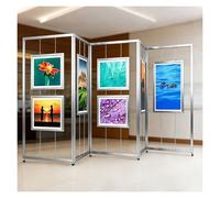 accroche tableau Rack d’accrochage de galerie pliable avec roues, écran d’affichage de poster mobile, support robuste d’exposition pour peintures et œuvres d’art(Silver,118"x59" (300x150cm))