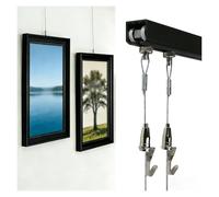 accroche tableau Support d'affichage mural pour œuvres d'art, Galerie, Bureau, Crochet à photo avec poulie, Rail flexible pour cadres photo domestiques(Black 60" Rail,1.6'/0.5m Cord)