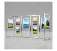 accroche tableau Support d'exposition pliable pour peintures, support de poster mobile à 6 panneaux, kit de suspension glissant pour musées(Silver,189" x 70.9" (480x180cm))