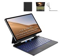 accrosoo Étui avec clavier pour tablette Samsung Galaxy Tab S10+ Plus/S9+ Plus/S9 FE+ Plus/S8+ Plus/S7+ Plus/S7 FE 12,4", porte-à-faux magnétique flottant, pavé tactile multifonction, 7 rétroéclairés