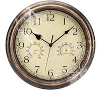 ACCSHINE Horloge Murale Extérieure étanche avec Affichage du thermomètre et de l'hygromètre, sans tic-tac, silencieuse, 30 cm, à Quartz, fonctionnant sur Pile, Grande Horloge décorative pour Jardin.