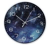 ACCSHINE Horloge Murale Moderne Silencieuse à Quartz 30cm Fonctionnant sur Batterie, pour la Chambre, la Maison, la Cuisine, la Chambre, Le Bureau, l'école,Bleu Étoile Ciel Nuit Motif