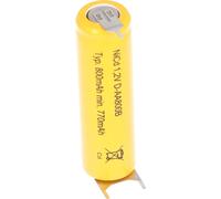AccuCell Flat Top Accumulateur NiCd 1,2V 780mAh / AA patte à souder 3-er Print + / -- convient pour les applications de courant de secours
