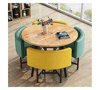 Accueil Combinaison table et chaise Table de réception simple Table de loisirs Ensemble de table de cuisine 5 pièces Table ronde moderne 80 cm (couleur : jaune) (multicolore)