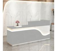 Accueil Comptoir pour Salon de Beauté,Comptoir de réception moderne avec éclairage LED,pour Clavier et Casier,Moderne pour Bureau,adapté aux Salons,Bureaux,Halls d'entrée et magasins de détail