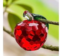 Accueil décoration 6cm Cristal Verre facettes Cristal Pomme Papier Ville Verre Artisanat Mariage Art déco et Objets de Collection Souvenirs (Rouge)