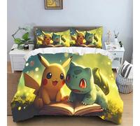 Accueil Pikachu Flame Dragon Parure De Lit Dessin Anime Enfants Taie D'oreiller Housse De Couette 2/3 Pieces Lit Double Lit King Size, Cadeau D'anniversaire.