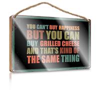 Accueil Porte Suspendu You Can'T Buy Happiness But You Can Buy Grilled Cheese Panneau en bois Décor vintage Man Cave Decor (couleur : couleur, taille : 20 x 30 cm)
