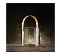 Accueil Seau à Glace en Verre Transparent, Petit Récipient Glaçons Champagne Bière Refroidisseur Vin avec Poignée Bambou for Congélateur Cocktail Bar Party Bar