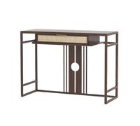 Accueil Table console en bois avec tiroirs en rotin, table d'entrée bohème, table de canapé longue et étroite, tables consoles for entrée, salon, hall d'entrée, assemblage facile Derrière le canapé(Br