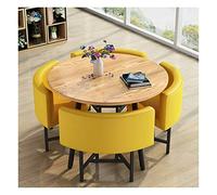 Accueil Table et Chaise Combinaison Simple Réception Table Libre 5 Pièces Ensemble Table de Cuisine 80cm Table Ronde Moderne Chaise en Cuir Vintage Table Basse Canapé Siège Bureau L (Jaune)
