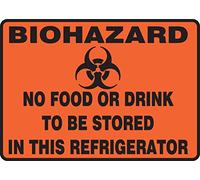 Accuform"Biohazard No Food Or Drink to Be Stored in This Refrigerator" Safety Sign, Accu-Shield, 7 x 10 Inches (MBHZ506XP)