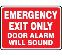 Accuform"Emergency Exit Only - Door Alarm Will Sound" Safety Sign, Adhesive Dura-Vinyl, 10 x 14 Inches (MEXT411XV)
