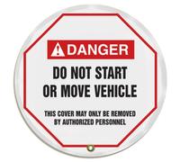Accuform KDD715 STOPOUT Housse de Volant en Vinyle Style ANSI « Danger Do Not Start Or Move Vehicle - This Cover May Only be Remove by Authorized Person », 40,6 cm de diamètre, Rouge/Noir sur Blanc