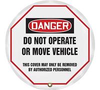 Accuform KDD832 Housse de Volant en Vinyle Style OSHA avec Message « Danger Do Not Operate Or Move Vehicle - This Cover May Only be Removed by Authorized Person », 61 cm de diamètre, Rouge/Noir sur
