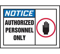 Accuform LADM803VSP Safety Label, Legend"NOTICE AUTHORIZED PERSONNEL ONLY" with Graphic, 3.5" Length x 5" Width x 0.004" Thickness, Adhesive Vinyl, Blue/Red/Black on White (Pack of 5)