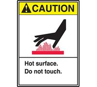 Accuform LEQM645VSP Adhesive Label, Legend"Caution HOT Surface. DO NOT Touch.", 5" Height, 5" Length x 3.5" Width x 0.004" Thickness, Vinyl, Red/Black/Yellow on White (Pack of 5)