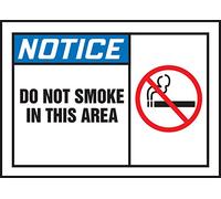 Accuform LSMK803VSP Adhesive Label, Legend"Notice DO NOT Smoke in This Area", 3.5" Height, 3.5" Length x 5" Width x 0.004" Thickness, Vinyl, Red/Black/Blue on White (Pack of 5)