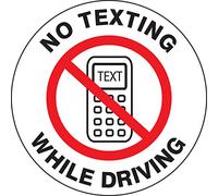 Accuform LVHR304 Adhesive Vinyl Safety Label, Legend"NO Texting While Driving", 1" Length x 1" Width x 0.004" Thickness, Red/Black on White (Pack of 5)