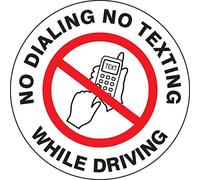Accuform LVHR308 Adhesive Vinyl Safety Label, Legend"NO Dialing NO Texting While Driving", 1" Length x 1" Width x 0.004" Thickness, Red/Black on White (Pack of 5)