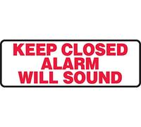 Accuform MABR504XV Panneau adhésif en vinyle Dura-Vinyle, légende "Keep Closed Alarm Will Sound", 10,2 cm de long x 30,5 cm de large x 0,0 cm d'épaisseur, rouge sur blanc