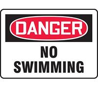 Accuform MADM028VA Panneau de sécurité en aluminium, légende « Danger NO Swimming », 17,8 cm de long x 25,4 cm de large, rouge/noir sur blanc
