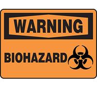 Accuform MBHZ300XV Adhesive Dura-Vinyl Sign, Legend"Warning Biohazard", 10" Length x 14" Width x 0.006" Thickness, Black on Orange
