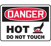 Accuform MCHG036XT Dura-Plastic Sign, Legend"DANGER Hot Do Not Touch", 10" Length x 14" width x 0.060" Thickness, Red/black On White, 10" Height, 14" Wide, 10" Length, Dura-Plastic, 10" x 14"
