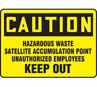 Accuform MCHL645XV Adhesive Dura-Vinyl Sign, Legend"CAUTION HAZARDOUS WASTE SATELLITE ACCUMULATION POINT", 7" Length x 10" Width x 0.006" Thickness, Black on Yellow