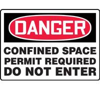 Accuform MCSP122VS Adhesive Vinyl Safety Sign, Legend"Danger CONFINED Space Permit Required DO NOT Enter", 7" Length x 10" Width x 0.004" Thickness, Red/Black on White