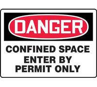 Accuform MCSP133VA Panneau de sécurité en aluminium, légende « Danger ConFINED SPACE ENTER BY PERMIT ONLY », 17,8 cm de long x 25,4 cm de large, rouge/noir sur blanc