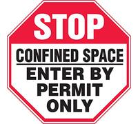 Accuform MCSP560XT Dura-Plastic Sign, Legend"Stop CONFINED Space Enter by Permit ONLY", 12" Length x 12" Width x 0.060" Thickness, Red/Black on White