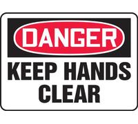 Accuform MEQM049VA Aluminum Safety Sign, Legend"Danger Keep Hands Clear", 7" Length x 10" Width, Red/Black on White
