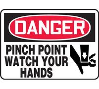 Accuform MEQM070VA Panneau de sécurité en aluminium avec inscription « Danger Pinch Point - Watch Your Hands » 25,4 x 35,6 cm