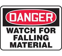 Accuform MEQM098XT Dura-Plastic Sign, Legend "DANGER Watch for Falling Material", 10" Length x 14"Width x 0.060" Thickness, Red/black On White, 10" Height, 14" Wide, 10" Length, Dura-Plastic, 10" x 14"