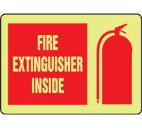 Accuform MLFX539GF Lumi-Glow Flex Adhesive Sign, Legend"FIRE Extinguisher Inside", 7" Height, 7" Length x 10" Width x 0.010" Thickness, Vinyl, Red/Glow
