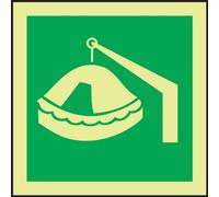 Accuform MLMR106GX Lumi-Glow Flex Adhesive Vinyl IMO Sign, Legend"(Davit Launch Life Raft)", 6" Length x 6" Width x 0.070" Thickness, Green on Glow, 6" Height, 6" Wide, 6" Length, Plastic, 6x6