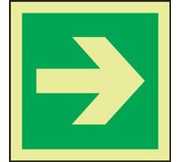 Accuform MLMR142GX Lumi-Glow Flex Adhesive Vinyl IMO Sign, Legend"(Directional Arrow Straight)", 6" Height, 6" Length x 6" Width x 0.070" Thickness, Plastic, Green on Glow