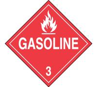 Accuform MPL304VS100 Adhesive Vinyl Hazard Class 3 DOT Placard, Legend"Gasoline 3" with Graphic, 10-3/4" Width x 10-3/4" Length, White on Red (Pack of 100)