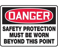 Accuform Mppe134va Aluminium plaque signalétique, Legend "Danger de protection Sécurité doit être porté au-delà de ce point", 25,4 cm de long x 35,6 cm de large, Rouge/noir sur blanc